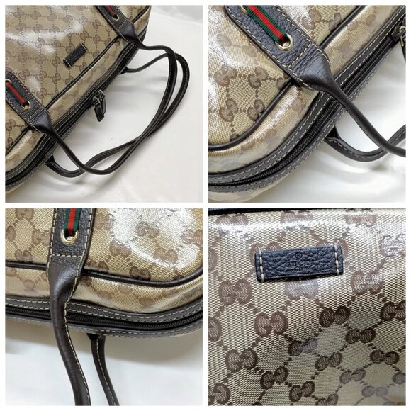 Gucci Hand Bag Sherry Line Brown PVC 693-042825 - Picture 7 of 13